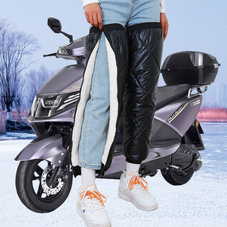 Winter electric bike and motorcycle knee pads for warmth, windproof while cycling, thickened knee protection for both men and women, zipper leg guards Specification drawing