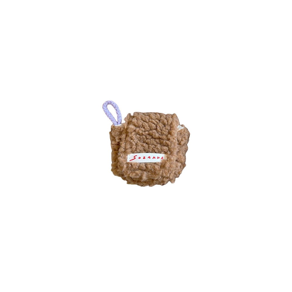 311172 Plush new mini Earphone case, Apple AirPods neck hanging Storage case, portable flip earphone case Item Picture