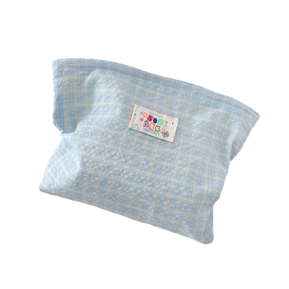 5748 Summer Fresh Checkered Makeup Bag, Sweet Student Outing Makeup Bag, Korean Version Travel Toiletry and Storage Bag Item Picture