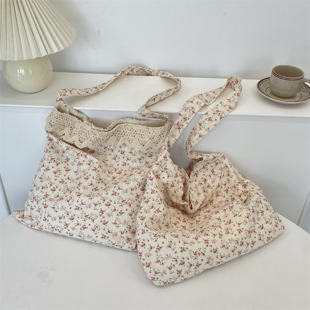 54211 Summer patchwork Floral Bag for Women, new Korean-style casual underarm bag, commuting single-shoulder crossbody canvas bag details Picture