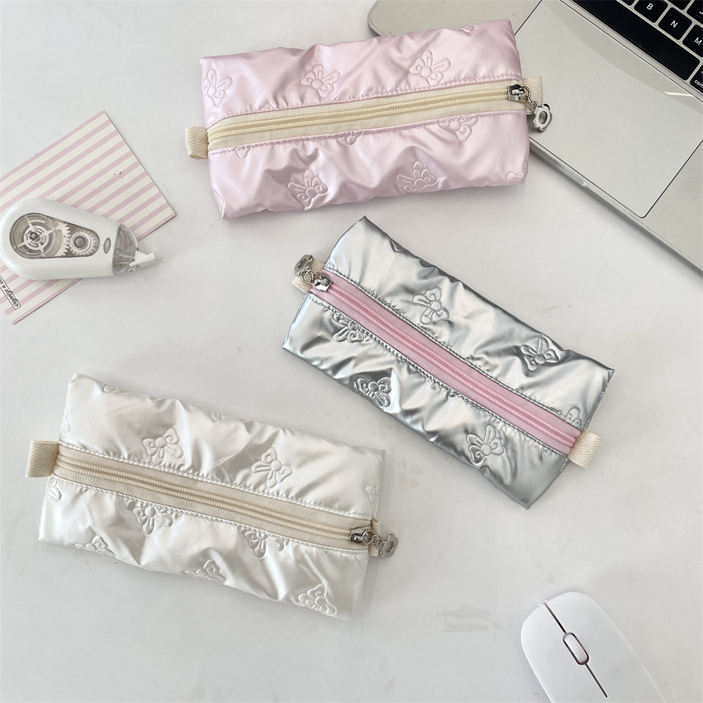 53262 pu new student pen case, a fresh and clean stationery storage bag with a bow and large capacity for pencil case storage Specification drawing