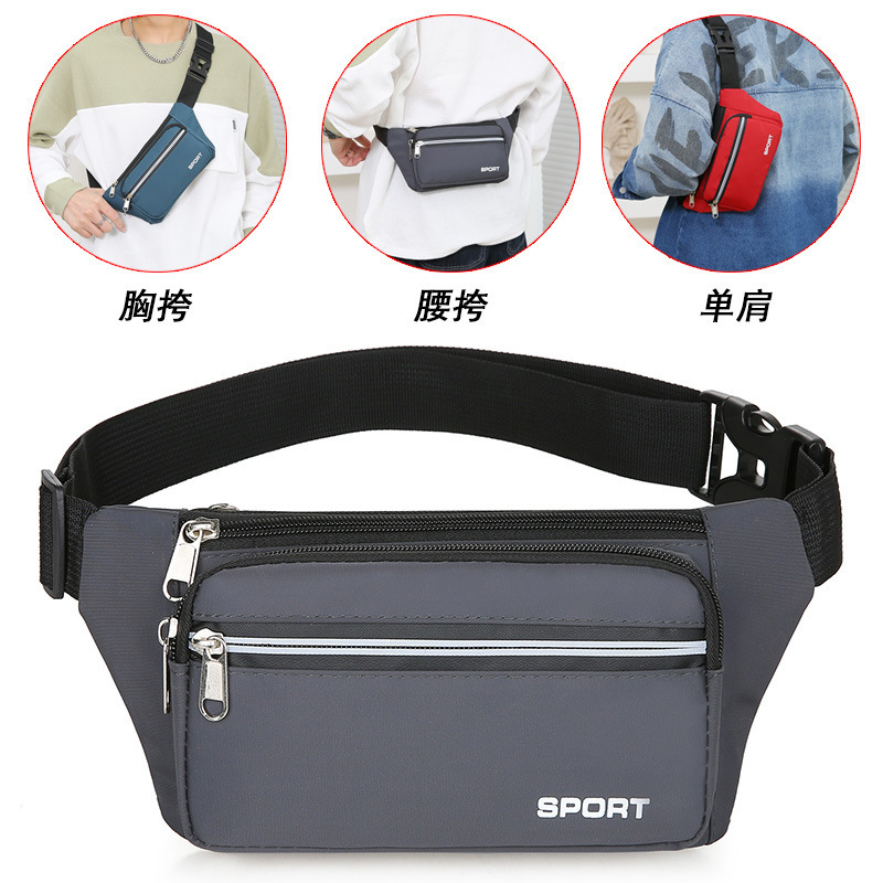 New men's mobile phone bag, fashionable casual travel crossbody bag, multi-functional chest bag, outdoor sports ultra-light waist bag, trendy details Picture
