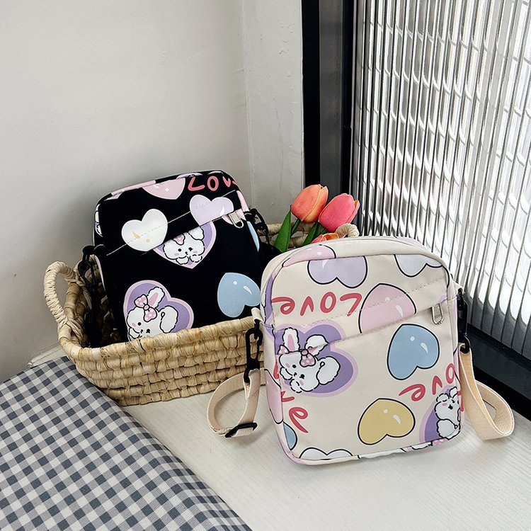 New Korean-style ins girl single-shoulder bag, student small bag, canvas bag, phone bag, cute internet-famous cartoon crossbody bag Application Scenario