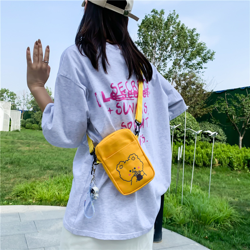 Summer canvas bag for women, Korean style Instagram sweet phone bag, 2021 new simple crossbody small bag for girls Specification drawing