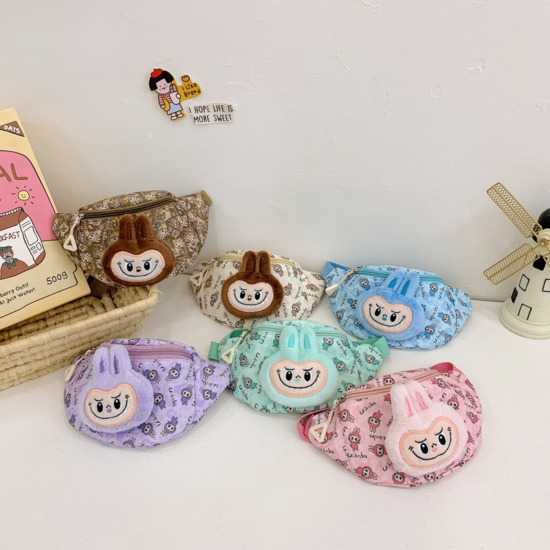 A new Korean-style children's chest bag with cute cartoon prints for boys and girls, a single-shoulder crossbody bag, and a lightweight sports waist bag for outings full figure
