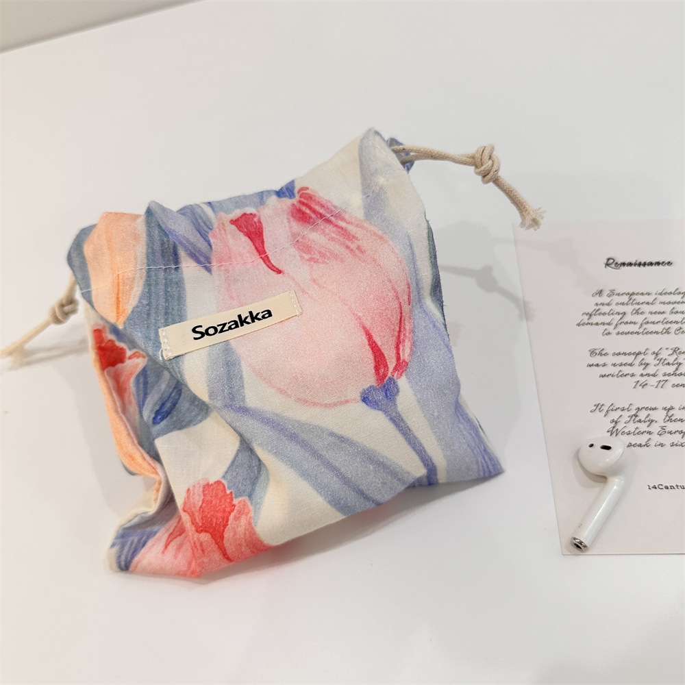 34225 Storage bag, fabric flower and sundries organization bag, portable dust-proof bag, small drawstring drawstring pocket details Picture