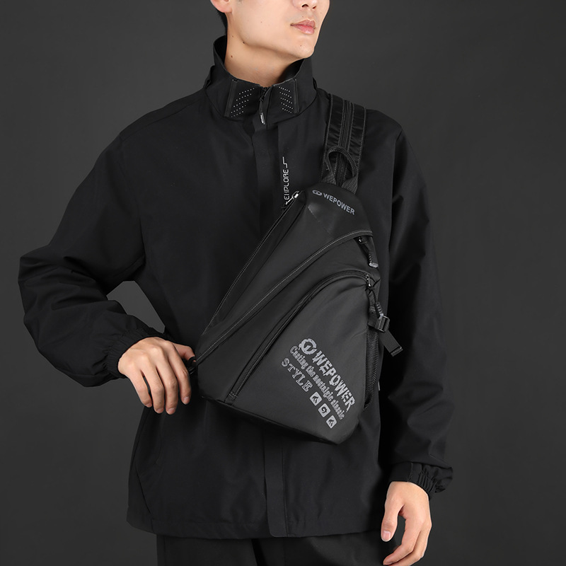 WEPOWER's new multi-functional single-shoulder crossbody bag for outdoor commuting and travel, a large-capacity men's double-shoulder chest bag details Picture