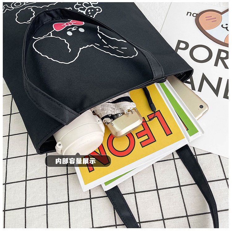 2021 Canvas new autumn new wide shoulder strap college student class book bag Large capacity casual single-shoulder handbag Specification drawing