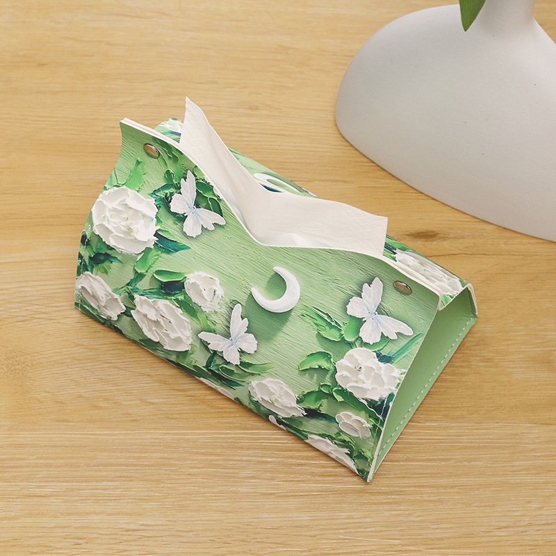 Oil painting light luxury style tissue box, living room storage paper box, toilet and dining room high appearance level, the same style of Internet celebrity tissue box Application Scenario