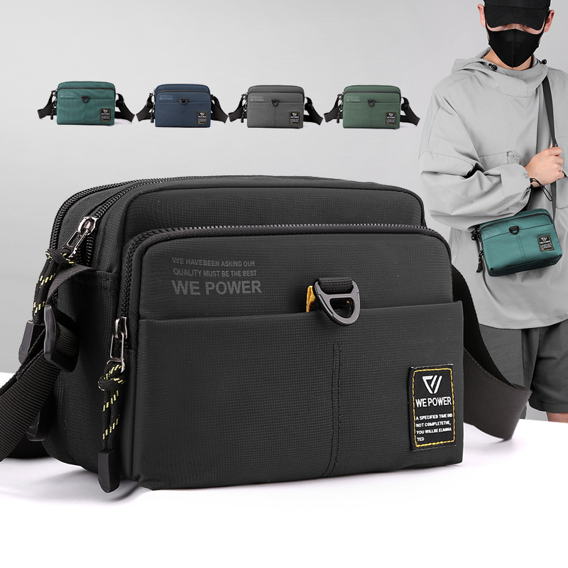 WEPOWER crossbody bag Men's small bag design sense, niche chest bag, shoulder bag, casual nylon fabric small square bag full figure