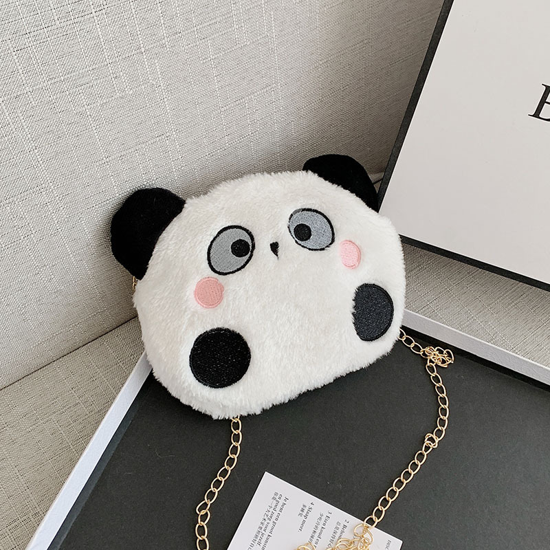 Korean Instagram girl's soft and cute cartoon fluffy little panda fashion bag and Japanese Harajuku student crossbody bag Specification drawing