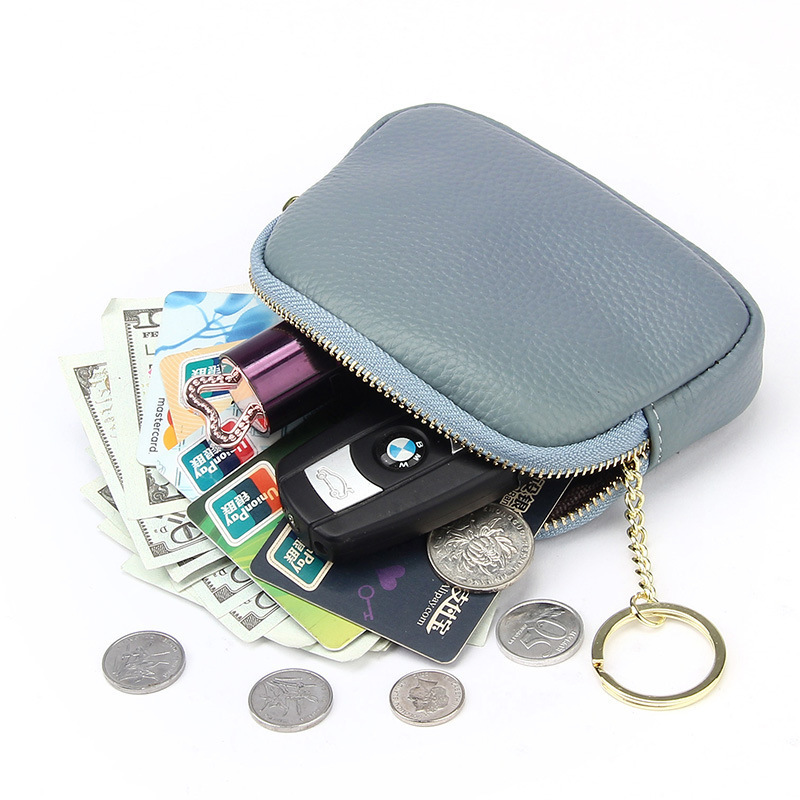 pu hand-held zipper mini wallet for women, first-layer pu simple storage, keychain, coin mini coin wallet wholesale Specification drawing