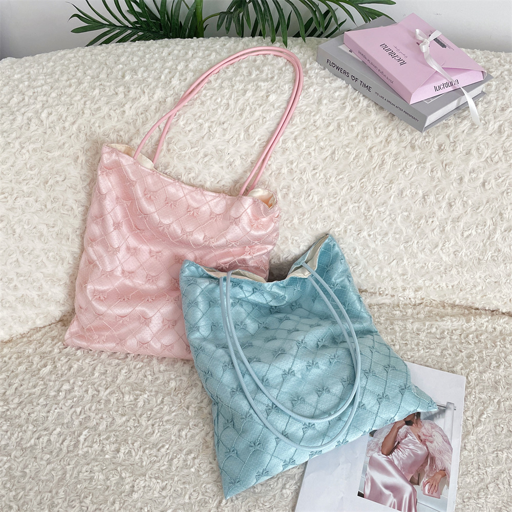 5781 Korean InS-style bow lace casual French single-shoulder bag, hand-held tote large capacity women's bag details Picture
