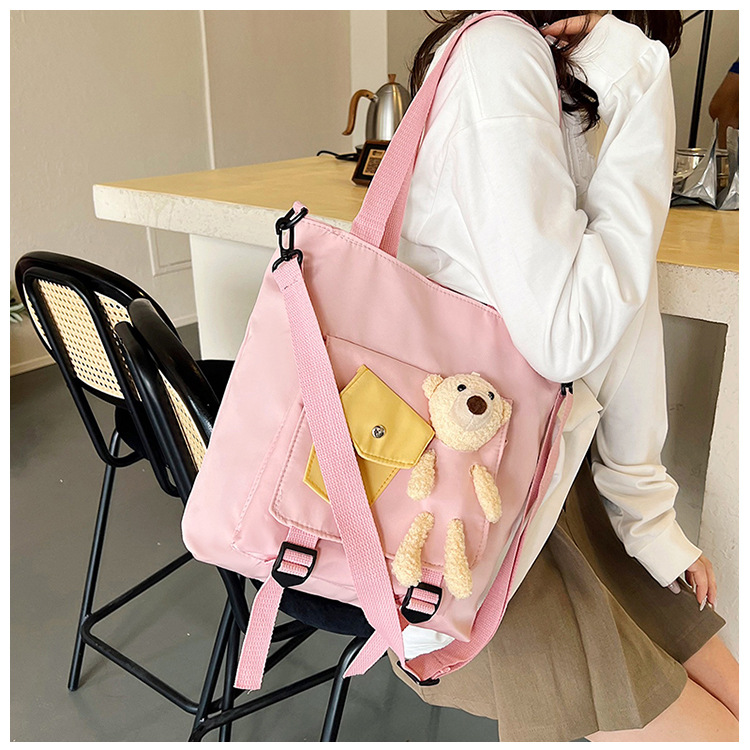 Large-capacity cute tote bag for women, new best-selling bear doll single-shoulder bag, fresh and cute student tutorial bag, cross-border Specification drawing