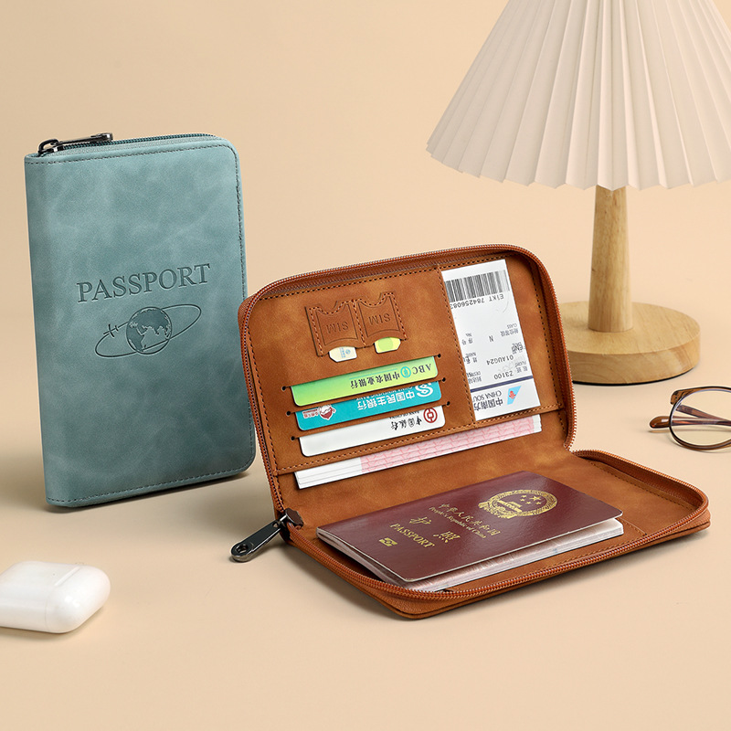 Cross-border 2024 new RFID passport bag, long zipper passport holder, multi-functional travel storage document bag for air tickets details Picture