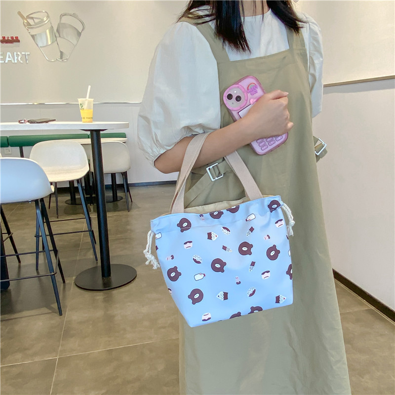 Canvas bento bags, student rice bags, hand-held rice bags, Japanese bento bags, drawstring bags, lunch box bags