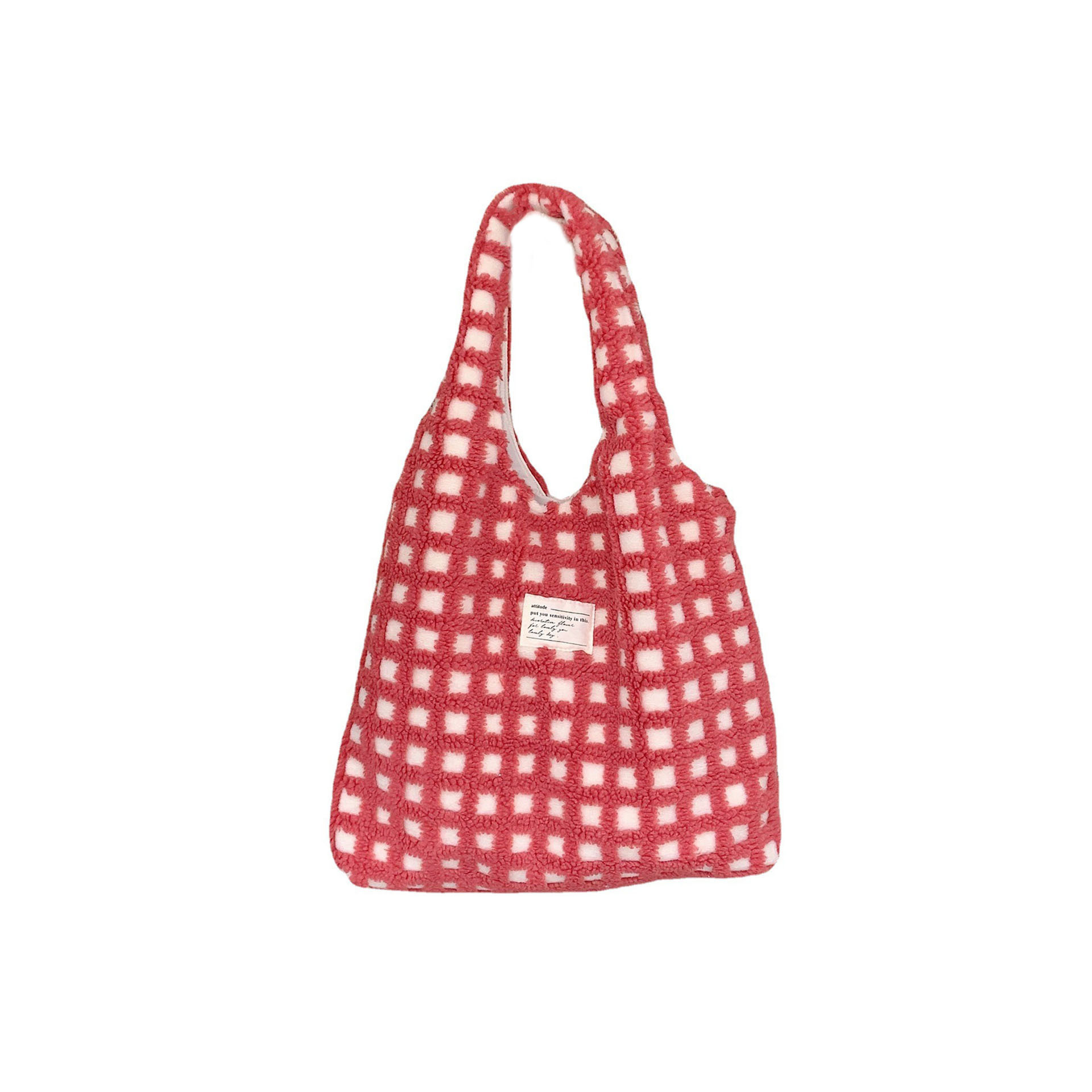 21081 New Waffle velvet vest bag, Tote bag, large capacity, simple commuting and student class bag Item Picture