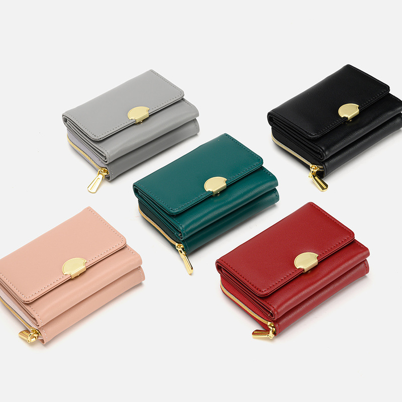 2024 New women's wallet short zipper two-fold wallet, small and multi-functional coin purse card case manufacturer supply full figure