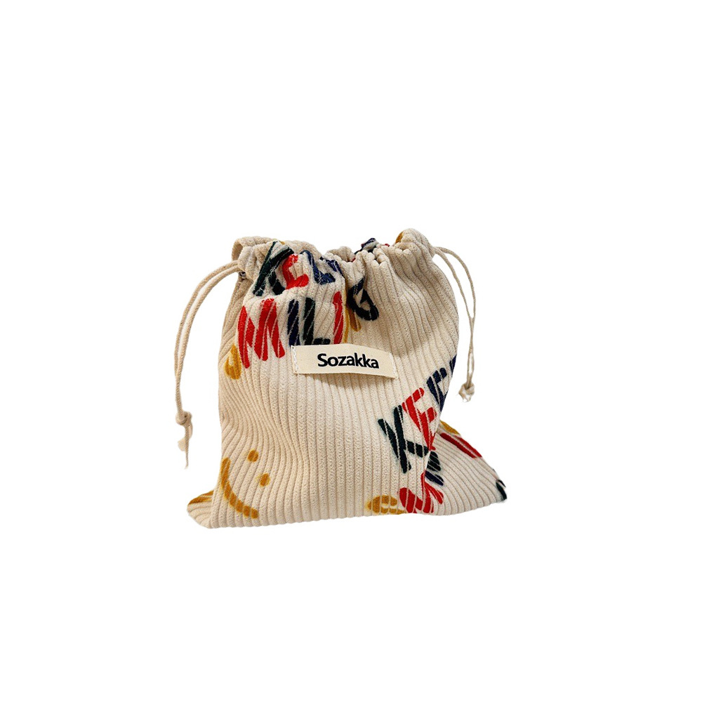 32133 drawstring drawstring opening storage bag, corduroy small bag, dust-proof jewelry storage, small bag for organizing student sundries Item Picture