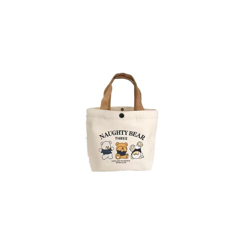 Canvas bag, small and versatile handbag, female student lunch box bag, simple hand-held bag, office worker lunch box bag Item Picture