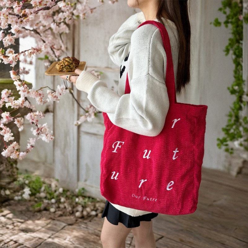 310262 ins simple lettered fresh canvas bag for women, trendy shopping bag, single-shoulder student canvas bag full figure