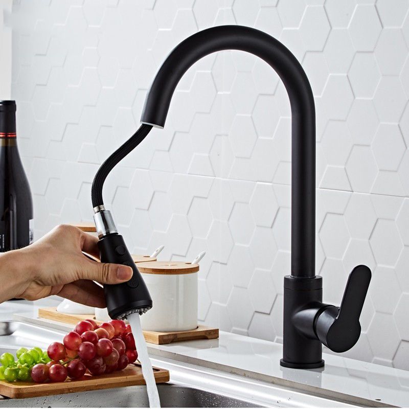 Kitchen pull-out faucet, stainless steel, black, cold and hot mixed water, household sink, sink, universal telescopic faucet Application Scenario