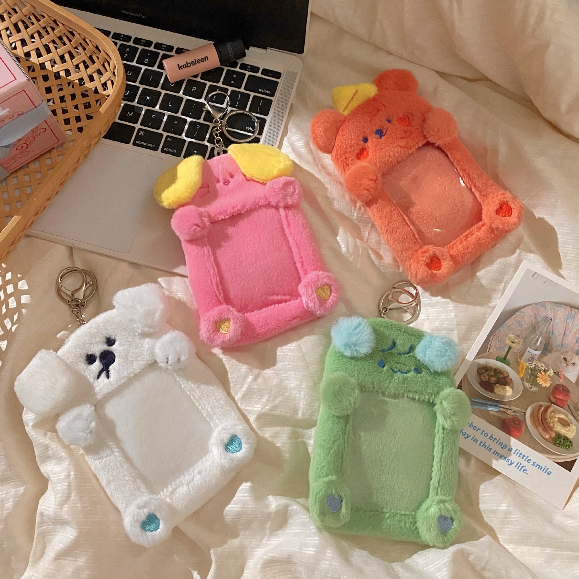 New plush card case ~ins Korean version campus meal card and bus card protective case, idol album small card display pendant details Picture