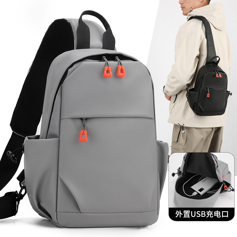 New cross-border men's chest bag, multi-functional sports outdoor casual single-shoulder backpack, crossbody bag, trendy men's bag full figure