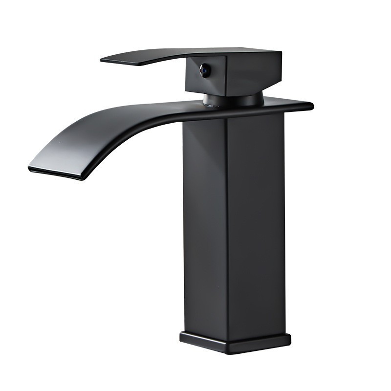 Waterfall basin, faucet, hot and cold, all-copper washbasin, washbasin, bathroom cabinet, black bathroom countertop basin, cross-border Item Picture
