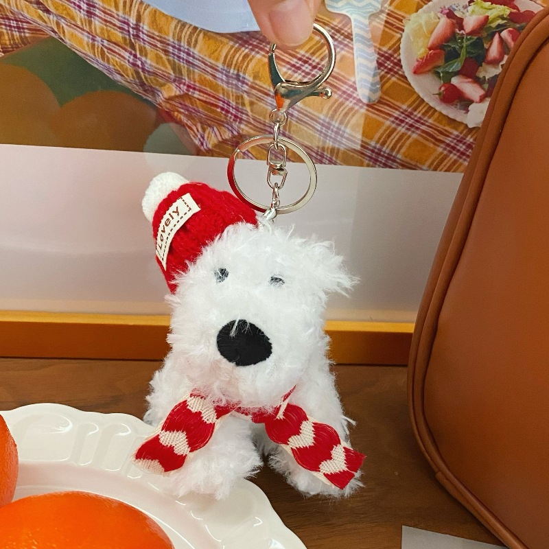 Christmas Edition ~ West Highland Pendant 2024 New Cute plush Toy Dog Keychain Figurine Schoolbag Pendant Item Picture