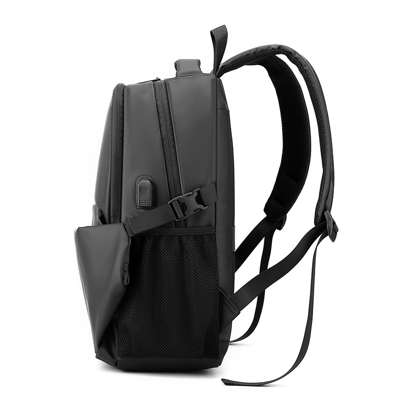 Men's business casual backpack, large-capacity computer bag, sports bag, trendy leather schoolbag, men's travel backpack details Picture