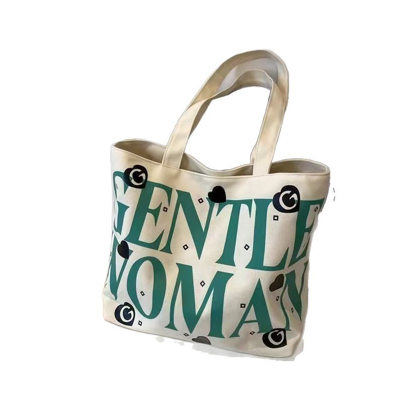 Student canvas bag, large-capacity tote bag, class commuting bag, versatile printed mommy hand bag, shoulder bag, shopping bag Item Picture