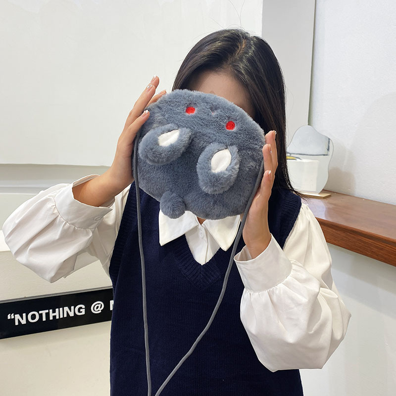 2022 Winter New Children's cartoon cute plush rabbit, girlish accessory, single-shoulder crossbody mobile phone small bag details Picture