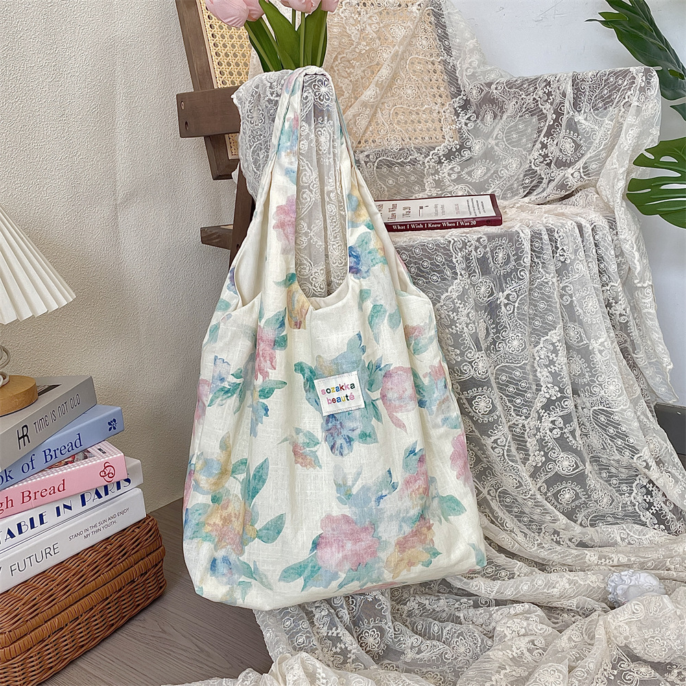 5363 Summer Flax flower Lace single-shoulder Bag for Women, fresh and clean vest bag, hand-held bag, single-shoulder patchwork fabric bag Application Scenario