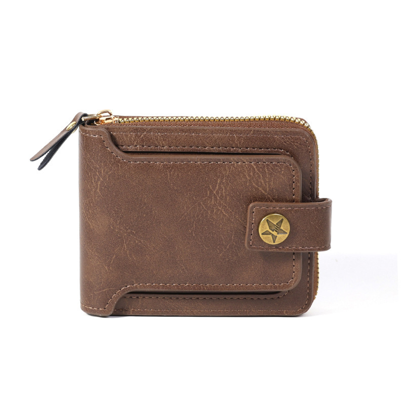 Cross-border 2024 men's wallet, European and American retro multi-functional short business wallet, zipper buckle, 30% off card case Item Picture