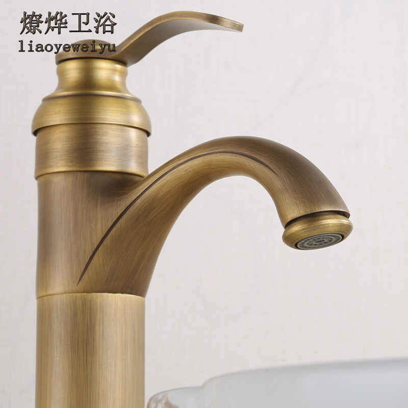 European-style underfloor basin, antique all-copper cold and hot retro washbasin, teapot, faucet, countertop basin, washbasin and sink Specification drawing