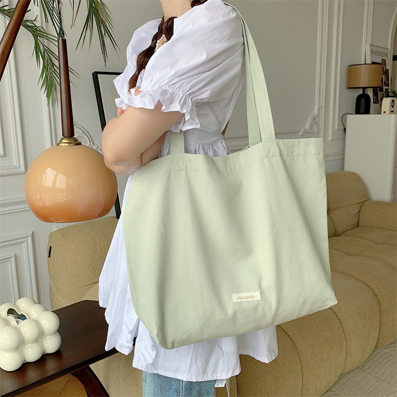 3742 New Tote bag, women's canvas bag, commuter bag, women's student shoulder bag, class bag, large capacity, solid color version details Picture