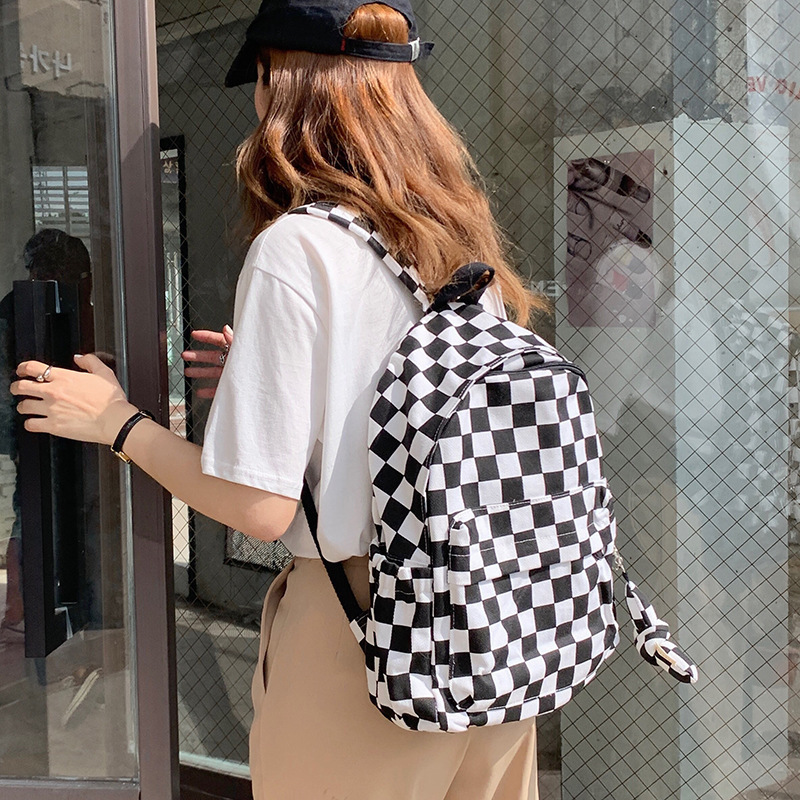 18171 checkerboard Backpack, outdoor sports travel backpack for men and women, large capacity schoolbag for students details Picture