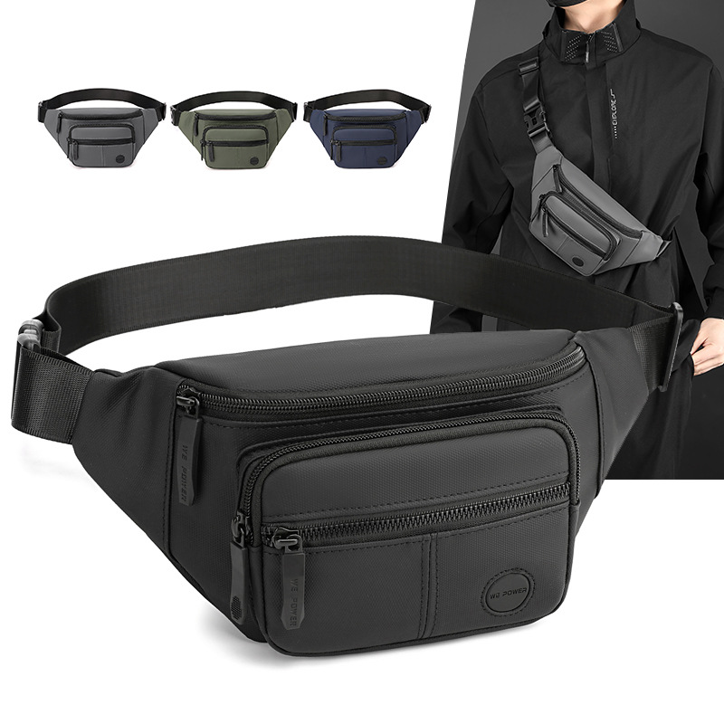 The new WEPOWER casual men's waist bag for outdoor travel and outings is a simple and fashionable single-shoulder crossbody bag full figure