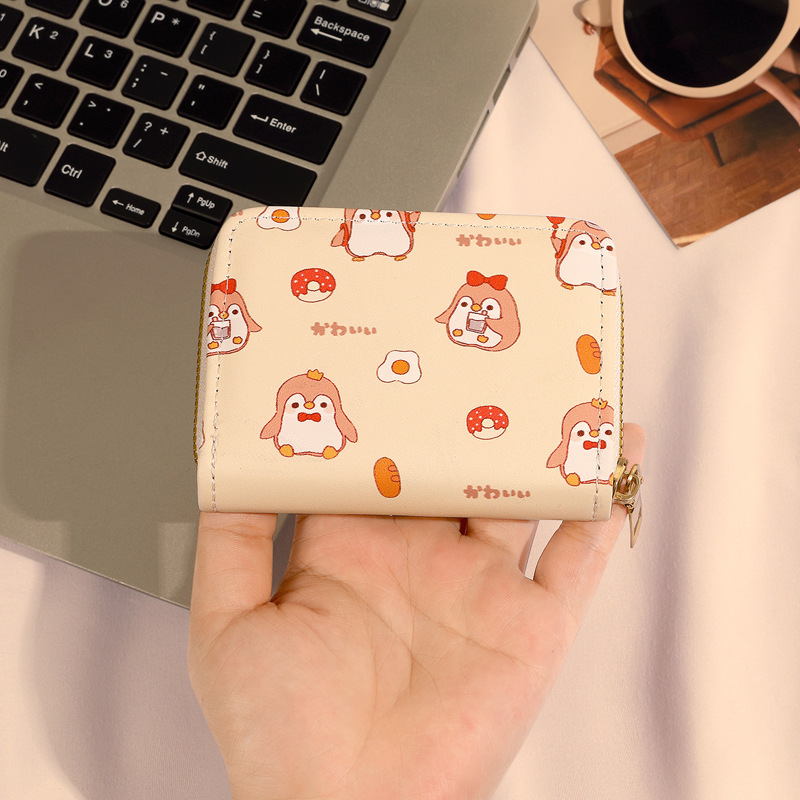Creative and personalized blessing words, portable short, multi-slot card case, organ document storage bag, mini zipper coin purse details Picture
