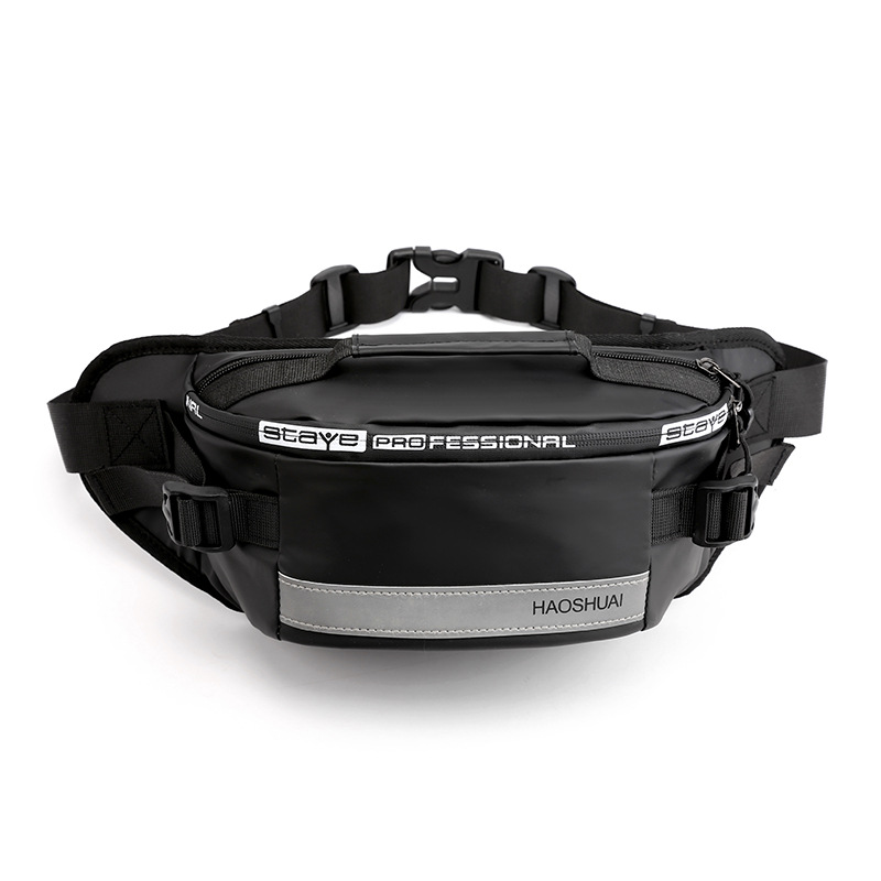 Factory direct sales of new fashionable outdoor waist bags, running close-fitting waist bags, reflective strip chest bags, anti-theft mobile phone cash register bags Specification drawing