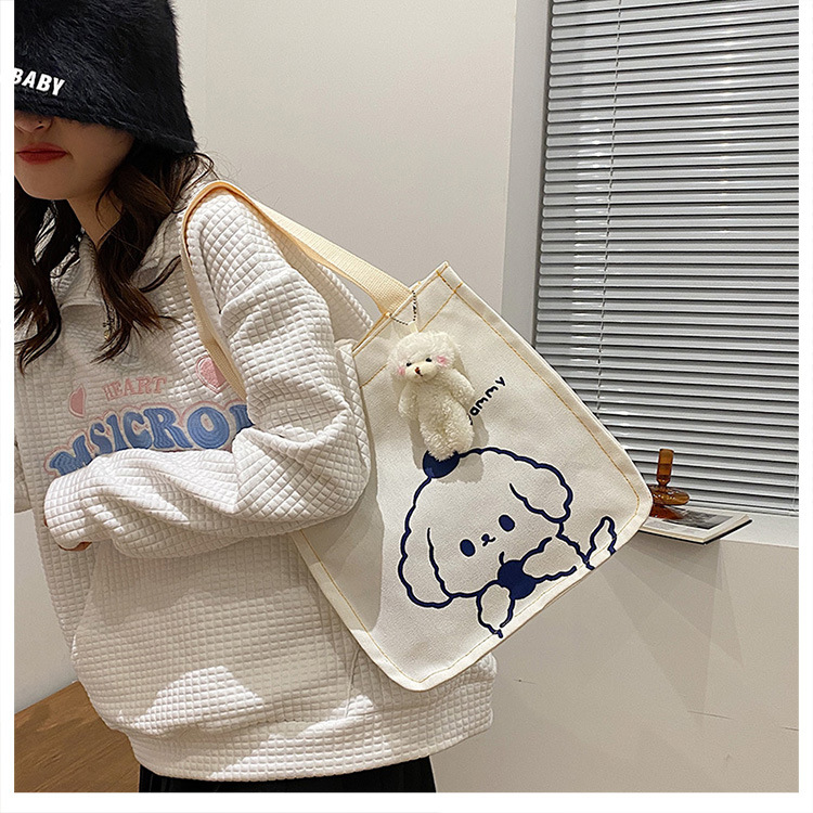 A new large-capacity Korean Instagram canvas bag for girls, a simple single-shoulder handbag for junior high school and primary school students undefined
