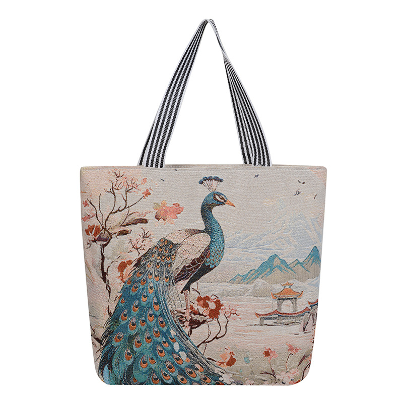 A new cross-border single-sided embroidered ethnic sail fabric bag has been released. It is a fashionable women's single-shoulder bag with gold thread embroidery Item Picture