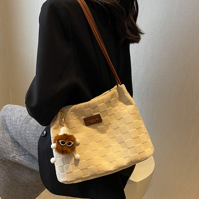 This year's popular bags: large-capacity women's 2023 new summer versatile single-shoulder bag, canvas texture commuter tote bag Specification drawing