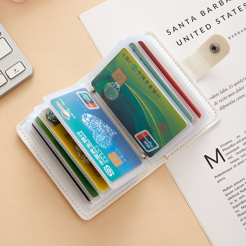 The new rabbit-bear design, fashionable double-sided card bag, cute female anti-demagnetization ID card, 24-card position bank card book Specification drawing