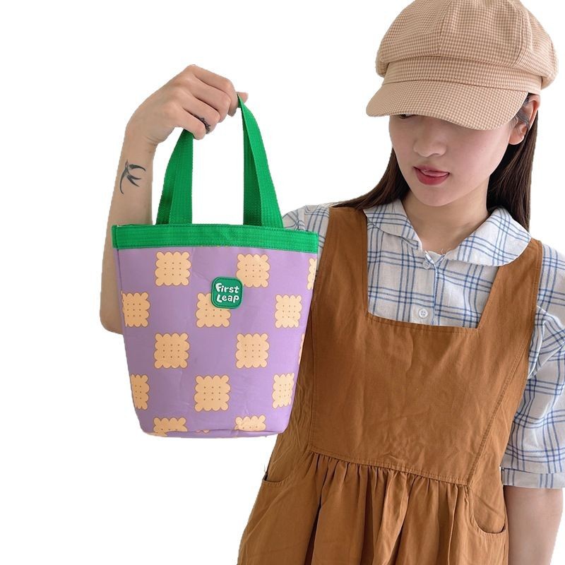 Korean original InS-style cute cookie bucket bag, high appearance level, mommy bag for going out, fresh and cute girl handbag Item Picture