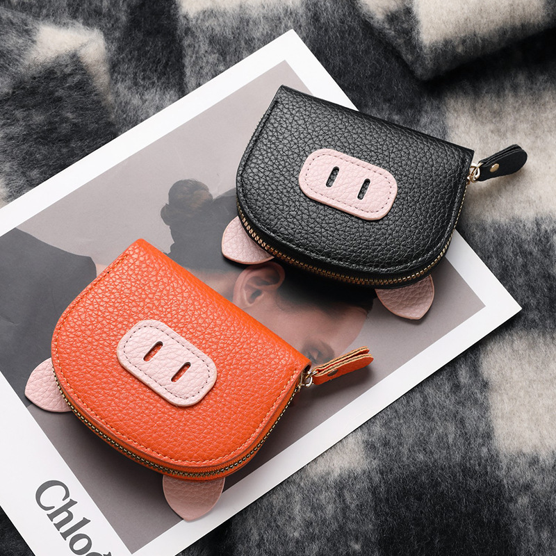 【 In Stock 】2024 New short PU wallet with lychee pattern, cartoon multi-compartment women's organ card case and card holder details Picture