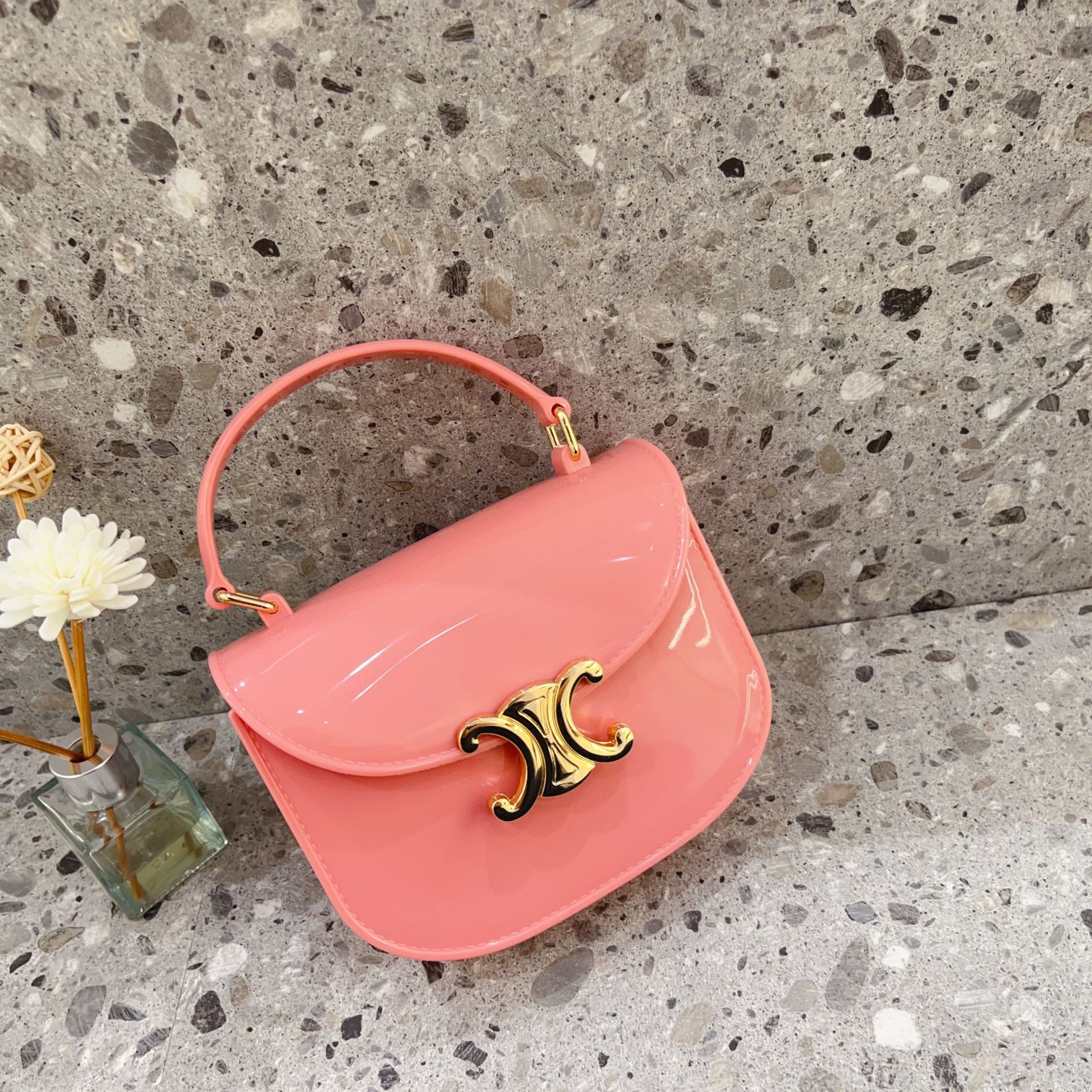 2025 Summer New style small round bag PVC plastic jelly handbag, single-shoulder crossbody chain women's fashionable small bag Specification drawing