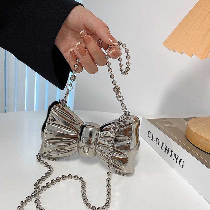 Mini fashionable bow acrylic bag, cross-border red envelope, niche design and decoration, versatile hand-held chain bag full figure
