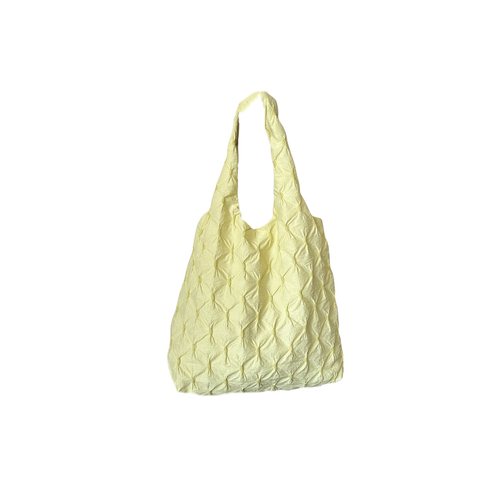 45151 Korean ins pleated bubble checkered single-shoulder tote bag, women's work shopping bag, large capacity handbag Item Picture
